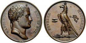 MEDAGLIE NAPOLEONICHE
Periodo Napoleonico, dal 1795 al 1815. 
Medaglia 1814 opus Andrieu e Brenet. Æ gr. 30,47 mm 40,5 Testa laureata a d. Rv. FEVRI...