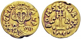 MONETE ITALIANE
BENEVENTO
Grimoaldo III, 788-806. Tremisse al tipo di Giustiniano II. Au gr. 1,21 Busto diademato di fronte; con globo crucigero nel...