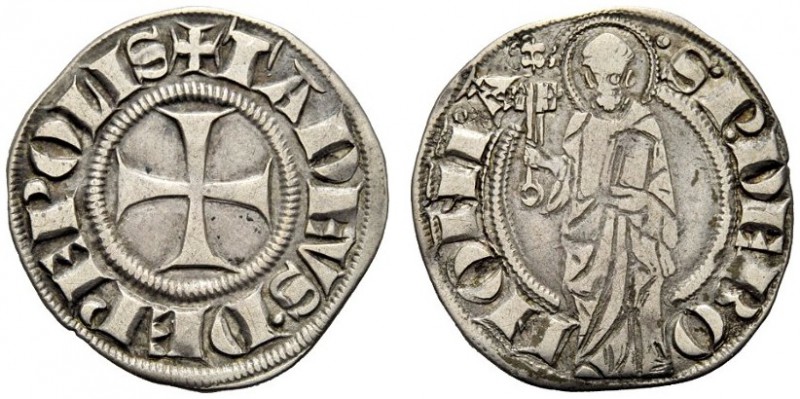 MONETE ITALIANE
BOLOGNA
Taddeo Pepoli, 1337-1347. Pepolese. Ar gr. 2,59 TADEVS...