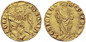 MONETE ITALIANE
BOLOGNA
Giovanni II Bentivoglio, monetazione anonima, 1464-1480. Bolognino d’oro. Au gr. 3,45 BONONIA DOCET Nel campo leone rampante...