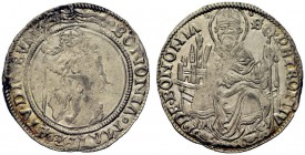 MONETE ITALIANE
BOLOGNA
Giovanni II Bentivoglio, monetazione anonima, 1464-1480. Grossone. Ar gr. 2,96 Come precedente. CNI 28var; Ch. 194. q. SPL