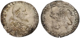 MONETE ITALIANE
BOLOGNA
Pio V (Antonio Michele Ghislieri), 1565-1572. Bianco o mezza lira. Ar gr. 4,92 PIVS IIIII PONT MAX Busto a d. con piviale or...