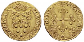 MONETE ITALIANE
BOLOGNA
Clemente VII (Giulio de' Medici), 1523-1534. Scudo d'oro. Au gr. 3,30 CLEM VII PONT MAX Stemma sormontato da triregno e chia...
