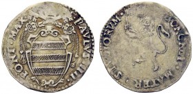 MONETE ITALIANE
BOLOGNA
Paolo IV (Giampietro Carafa), 1555-1559. Gabella. Ar gr. 2,12 PAVLVS III PONT MAX Stemma ovale. Rv. BONONIA MATER STVDIORVM ...