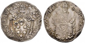 MONETE ITALIANE
BOLOGNA
Pio IV (Giovannangelo de'Medici), 1559-1565. Lira. Ar Stemma sormontato da triregno e chiavi decussate con cordoni e fiocchi...
