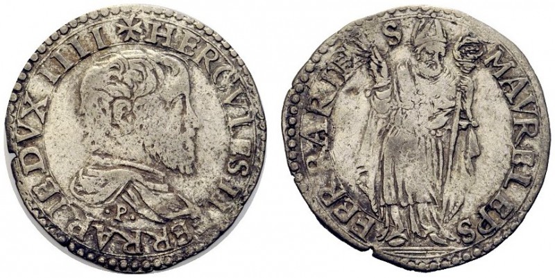 MONETE ITALIANE
FERRARA
Ercole II d’Este, 1534-1559. Cavallotto (?). Au gr. 2,...