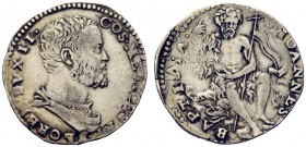 MONETE ITALIANE
FIRENZE
Cosimo I de'Medici, 1536-1574. Testone da 40 soldi o 3 barili. Ar gr. 9,15 COS MEDICES R P FLOREN DVX II Busto adulto, barbu...