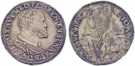MONETE ITALIANE
FIRENZE
Cosimo I de'Medici, 1536-1574. Testone (I serie – busto largo). Ar gr. 9,10 COSMVS MED FLOREN ET SENARVM DVX II Busto a d. c...