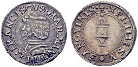 MONETE ITALIANE
MANTOVA
Francesco II Gonzaga, 1484-1519. Mezzo Testone. Ar gr. 3,86 FRANCISCVS MAR MANT IIII Busto con berretto volto a s. Rv. XP IH...