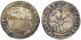 MONETE ITALIANE
MANTOVA
Ferdinando Carlo Gonzaga Nevers, 1665-1707. Da 60 Soldi 1666. Mi gr. 12,37 ISABELLA CLARA FERD CAR D G D MAN E M F ET C Bust...