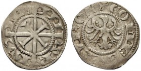 MONETE ITALIANE
MERANO
Monete dei Conti di Tirolo-Gorizia. Mainardo II, 1271-1285. Grosso Tirolino. Ar gr. 1,43 ME IN AR DVS Croce. Rv. COMES TIROL ...