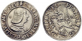 MONETE ITALIANE
MILANO
Galeazzo Maria Sforza, 1466-1476. Testone. Ar gr. 9,63 GALEAZ M SF VICECOS DVX MLI QIT Busto a d. corazzato a testa nuda. Rv....