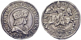 MONETE ITALIANE
MILANO
Luigi XII d’Orleans, Re di Francia e Duca di Milano, 1500-1512. Testone. Ar gr. 9,62 LVDOVICVS D G FRANCORVM RX Busto con ber...