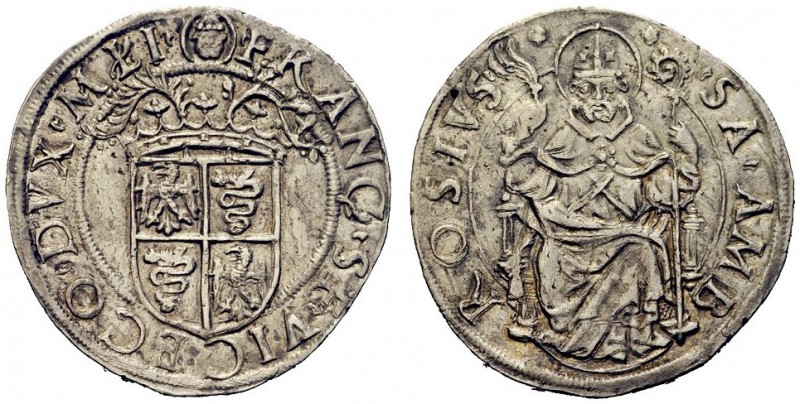 MONETE ITALIANE
MILANO
Francesco II Sforza, 1521-1535. Testone. Ar gr. 9,66 FR...