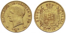 MONETE ITALIANE
MILANO
Napoleone I Re d’Italia, 1805-1814. 20 Lire 1813 II Tipo, puntali aguzzi. Au Come precedente. Pag. 23; Gig. 89. Raro. BB Seco...