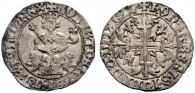 MONETE ITALIANE
NAPOLI
Roberto d'Angiò, 1309-1343. Gigliato. Ar gr. 3,98 ROBERT DEIGRA IIERLET SICILREX Il re coronato seduto frontalmente, tra due ...