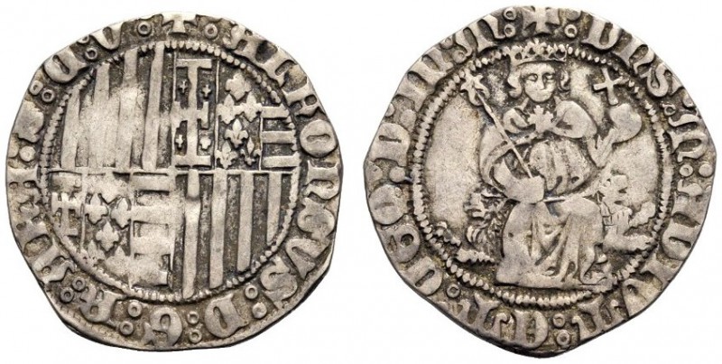 MONETE ITALIANE
NAPOLI
Alfonso I d’Aragona, 1442-1458. Carlino. Ar gr. 3,08 Si...