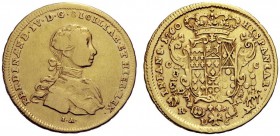MONETE ITALIANE
NAPOLI
Ferdinando IV di Borbone, I periodo, 1759-1798. 6 Ducati 1760, sigle I A. Au gr. 8,55 FERDINAND IV D G SICILIAR ET HIER REX B...