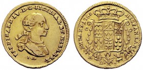 MONETE ITALIANE
NAPOLI
Ferdinando IV di Borbone, I periodo, 1759-1798. 2 Ducati 1762. Au FERDINAND IV D G SICILIAR ET HIER REX Busto infantile a d.;...
