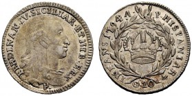 MONETE ITALIANE
NAPOLI
Ferdinando IV di Borbone, I periodo, 1759-1798. Tarì da 20 grana 1794. Ar Busto a d. Rv. Corona reale entro due rami di allor...