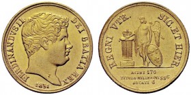 MONETE ITALIANE
NAPOLI
Ferdinando II di Borbone, 1830-1859. 6 Ducati 1831. Au Testa nuda, grande ed imberbe a d. Rv. Genio borbonico alato in piedi,...