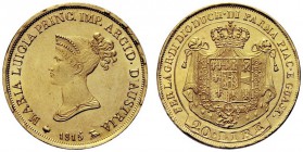 MONETE ITALIANE
PARMA
Maria Luigia d’Austria, 1815-1847. 20 Lire 1815. Au Busto diademato a s. Rv. Stemma coronato su padiglione. Pag. 3; Gig. 3; Fr...