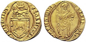 MONETE ITALIANE
ROMA
Callisto III (Alonso de Borja), 1455-1458. Ducato papale. Au gr. 3,50 CALISTVS PP TERTIVS Stemma sormontato da triregno e chiav...