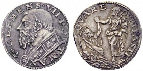 MONETE ITALIANE
ROMA
Clemente VII (Giulio de' Medici), 1523-1534. Doppio carlino. Ar gr. 5,20 CLEMENS VII PONT MAX Busto a s., con piviale ornato da...