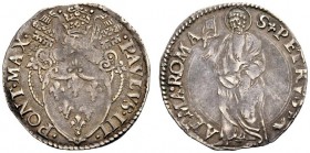 MONETE ITALIANE
ROMA
Paolo III (Alessandro Farnese), 1534-1549. Grosso. Ar gr. 1,64 PAVLVS III PONT MAX Stemma semiovale. Rv. S PETRVS ALMA ROMA Fig...