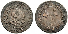 MONETE ITALIANE
ROMA
Avignone. Doppio tornese 1637. Æ gr. 2,12 Busto a d. Rv. Stemma. M. 229a; B. 1802. BB