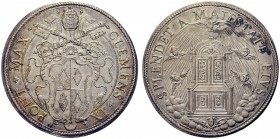 MONETE ITALIANE
ROMA
Clemente IX (Giulio Rospigliosi), 1667-1669. Piastra. Ar gr. 31,81 CLEMENS IX PONT MAX Stemma sormontato da triregno e chiavi d...