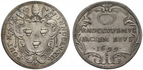 MONETE ITALIANE
ROMA
Innocenzo XII (Antonio Pignatelli), 1691-1700. Testone 1699 a. IX. Ar gr. 9,05 INNOCEN XII PONT M A IX Stemma sormontato da tri...