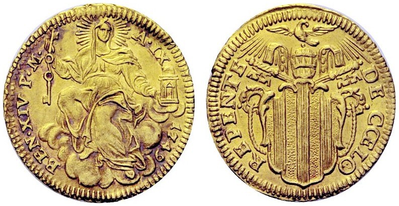 MONETE ITALIANE
ROMA
Benedetto XIV (Prospero Albertini), 1740-1758. Mezzo zecc...