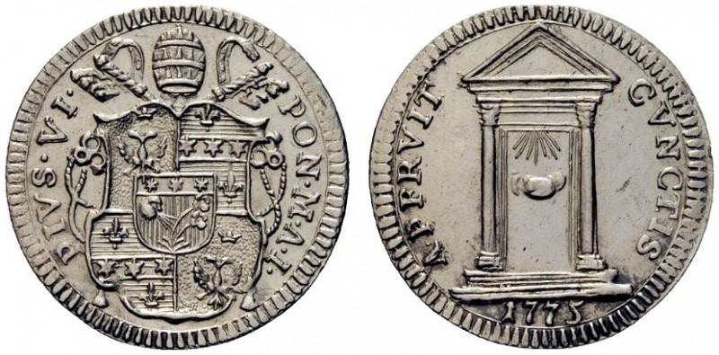 MONETE ITALIANE
ROMA
Pio VI (Giovanni Angelo Braschi), 1775-1799. Grosso 1775....