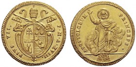 MONETE ITALIANE
ROMA
Pio VII (Barnaba Chiaramonti), 1800-1823. Doppia 1817/1818 a. XVIII. Au gr. 5,48 Simile a precedente. Pag. 103; Gig. 14; Fried....