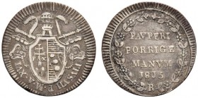 MONETE ITALIANE
ROMA
Pio VII (Barnaba Chiaramonti), 1800-1823. Grosso 1815 stemma grande a. XVI. Ar Stemma sormontato da chiavi e tiara. Rv. Scritte...