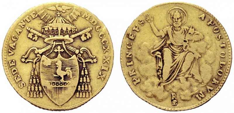 MONETE ITALIANE
ROMA
Sede Vacante, Camerlengo Card. Francesco Galeffi, 1829. D...