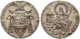MONETE ITALIANE
ROMA
Sede Vacante, Camerlengo Card. Francesco Galeffi, 1829. Scudo 1829. Ar Stemma sormontata da galero, chiavi e padiglione. Rv. Sa...