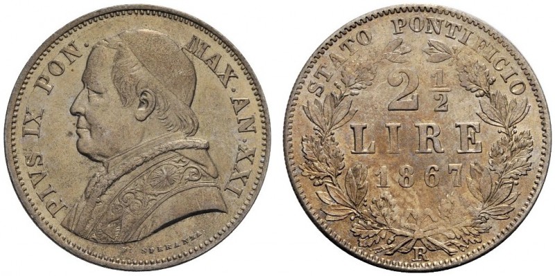MONETE ITALIANE
ROMA
Pio IX (Giovanni Maria Mastai Ferretti), 1846-1878. 2 e ½...
