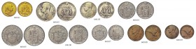 MONETE ITALIANE
ROMA
Pio XII (Eugenio Pacelli), 1939-1958. Serie completa di 9 valori 1943 a. V comprensiva delle 100 Lire in oro. Gig. 101 e 242. R...