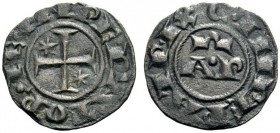 MONETE ITALIANE
SICILIA
Enrico VI, 1191-1197. Denaro, zecca di Brindisi. Æ gr. 0,83 HE INPERATOR Croce patente con stelletta a sei raggi nel II e II...