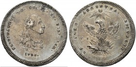 MONETE ITALIANE
SICILIA
Ferdinando III di Borbone, 1759-1816. Oncia da 30 Tarì 1785. Ar gr. 67,81 FERDINANDVS D G SICIL ET HIER REX Semibusto corazz...