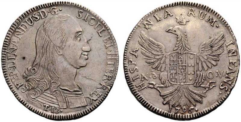 MONETE ITALIANE
SICILIA
Ferdinando III di Borbone, 1759-1816. 12 Tarì 1796. Ar...
