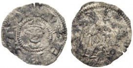 MONETE ITALIANE
TRENTO
Nicolò da Brno, 1338-1347. Piccolo. Æ gr. 0,19 Testa del vescovo con la mitria. Rv. Aquila trentina rivolta a d. Biaggi 2696;...