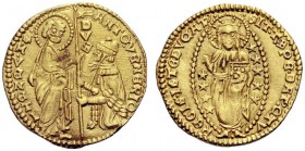 MONETE ITALIANE
VENEZIA
Antonio Venier doge LXII, 1382-1400. Ducato. Au gr. 3,52 ANTO VEN RIO Tipo solito. Paolucci 1; Fried. 1229 . Schiacciatura d...
