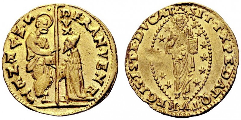 MONETE ITALIANE
VENEZIA
Francesco Venier doge LXXXI, 1554-1556. Zecchino. Au g...
