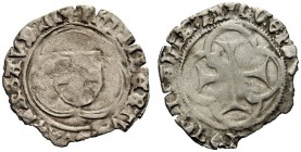 MONETE SAVOIA
Filiberto I, il Cacciatore, 1472-1482. Mezza Parpagliola. Ar gr. 0,93 PhILIBERTV...DVX SABAVDIE Scudo sabaudo in croce trilobata. Rv. M...