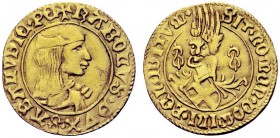 MONETE SAVOIA
Carlo I, il Guerriero, 1482-1490. Ducato, III Tipo, zecca di Chambéry. Au gr. 3,50 KAROLVS DVX SABAVDIE PC Busto del duca a d. con berr...