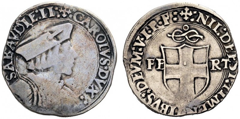 MONETE SAVOIA
Carlo II, il Buono, 1504-1553. Testone, II tipo, zecca di Vercell...