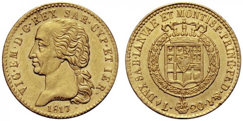 MONETE SAVOIA
Vittorio Emanuele I, Re di Sardegna, 1802-1821. 20 Lire 1817 Tori...